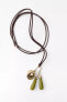 LEATHER CORD NECKLACE WITH FLOWER AND STONE