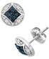 ფოტო #1 პროდუქტის Blue Diamond (1/3 ct. t.w.) & White Diamond (1/6 ct. t.w.) Cluster Stud Earrings in Sterling Silver