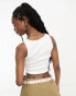 JJXX Fallon ribbed cropped vest top in white