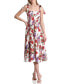 Фото #4 товара Women's Linen-Blend Floral-Print Fit & Flare Dress