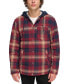 Men's Cotton Quilted Shirt Jacket with Fleece Hood