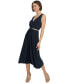ფოტო #5 პროდუქტის Women's Pleated Belted Midi Dress