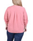 ფოტო #2 პროდუქტის Plus Size 3/4 Tabbed Sleeve Y Neck Blouse