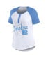 Фото #2 товара Women's White Distressed North Carolina Tar Heels Baseball Logo Raglan Henley T-shirt