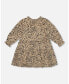 Фото #3 товара Toddler Girls Long Sleeve Viscose Dress With Frill Printed Leopard - Toddler|Child