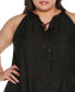 Black Label Plus Size Embroidered Hem Sleeveless Top