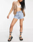 Фото #2 товара Topshop Petite denim comfort stretch Mom shorts in bleach