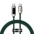 Фото #1 товара Kabel przewód w oplocie USB-C USB-C 100W z wyświetlaczem miernikiem mocy 1m zielony