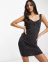 Фото #8 товара Miss Selfridge corset seamed bodycon dress in black