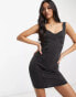 Фото #4 товара Miss Selfridge corset seamed bodycon dress in black