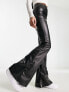 Фото #1 товара ASOS DESIGN leather look split hem kick flare in black
