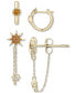 ფოტო #1 პროდუქტის 2-Pc. Set Citrine (3/8 ct. t.w.) & Lab-grown White Sapphire (1/20 ct. t.w.) Huggie Hoop and Chain Drop Earrings in 14k Gold-Plated Sterling Silver
