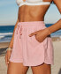 Фото #2 товара Women's Pink Drawstring Waist Wide Leg Shorts