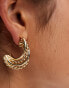 ASOS DESIGN stud earrings with textured wire detail in gold tone