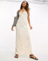 Фото #1 товара ASOS DESIGN knitted bandeau crochet midi dress ivory