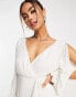 Фото #4 товара Miss Selfridge Premium embellished sequin wrap mini dress in white