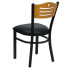 Фото #2 товара Hercules Series Black Slat Back Metal Restaurant Chair - Natural Wood Back, Black Vinyl Seat