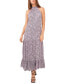 Women's Sleeveless Printed Halter Maxi Dress