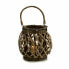 Candleholder Grey Brown wicker Glass 29,5 x 24 x 22 cm (6 Units)