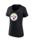 ფოტო #3 პროდუქტის Women's Kenny Pickett Black Pittsburgh Steelers Player Icon Name and Number V-Neck T-shirt