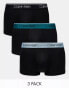 Фото #1 товара Calvin Klein micro stretch low rise trunks 3 pack in black with coloured waistband