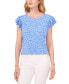 Women's Double Ruffled-Sleeve Printed Knit Top