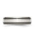 Titanium Brushed Sterling Silver Inlay Grooved Band Ring