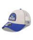 Фото #1 товара Men's Khaki, Royal Golden State Warriors Throwback Patch Trucker 9FORTY Adjustable Hat