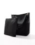 Accessorize bucket bag with faux suede in black