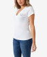 ფოტო #3 პროდუქტის Women's Short Sleeve Crystal Buddha Slim V-neck T-shirt