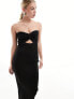 SNDYS bandeau cut out detail midaxi dress in black