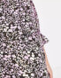 Фото #4 товара ASOS DESIGN Maternity nursing drawstring waist mini dress in purple ditsy print