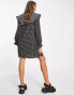 JDY smock mini dress with frill detail in black grid check