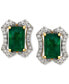 ფოტო #3 პროდუქტის Emerald (1-1/5 ct. t.w.) & Diamond (1/6 ct. t.w.) Stud Earrings (3/8 ct. t.w.) in 14k Gold