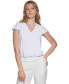 ფოტო #1 პროდუქტის Women's Ruffled-Sleeve Smocked Waist Blouse