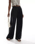 Pimkie side pleat wide leg trousers in black