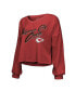 ფოტო #2 პროდუქტის Women's Threads Patrick Mahomes Red Kansas City Chiefs Name and Number Off-Shoulder Script Cropped Long Sleeve V-Neck T-shirt