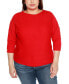 Фото #1 товара Plus Size Rivet-Trim Dolman-Sleeve Sweater