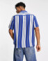 Фото #2 товара Topman revere stripe shirt in blue and white