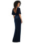 Women's Flutter Sleeve Open-Back Velvet Maxi Dress with Draped Wrap Skirt