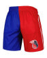 Men's Blue and Red Detroit Pistons Hardwood Classics 2003 Split Swingman Shorts