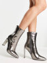 Glamorous heeled ankle boots in pewter