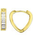 ფოტო #1 პროდუქტის Cubic Zirconia Baguette Heart Small Hoop Earrings 14k Gold-Plated Sterling Silver, 0.55"