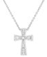 ფოტო #1 პროდუქტის Cubic Zirconia Baguette & Round Cross 18" Pendant Necklace