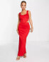 Фото #2 товара ASOS DESIGN low hip corset cut out maxi dress in red