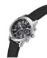 ფოტო #4 პროდუქტის Men's Analog Black Genuine Leather Watch 44mm