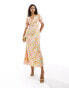 Never Fully Dressed metallic puff sleeve midaxi dress in rainbow print 40 - фото #8