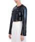 ფოტო #3 პროდუქტის Women's Croc-Print Faux-Leather Cropped Jacket