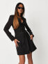 Missguided lace up detail blazer mini dress in black