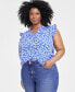 Фото #1 товара Trendy Plus Size Floral-Print Ruffled-Trim Blouse, Created for Macy's